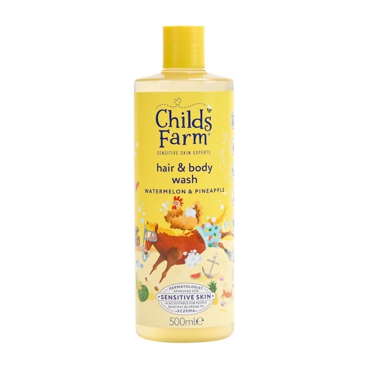 Childs Farm Gel de dus si sampon pentru copii cu aroma de pepene si ananas 500ml