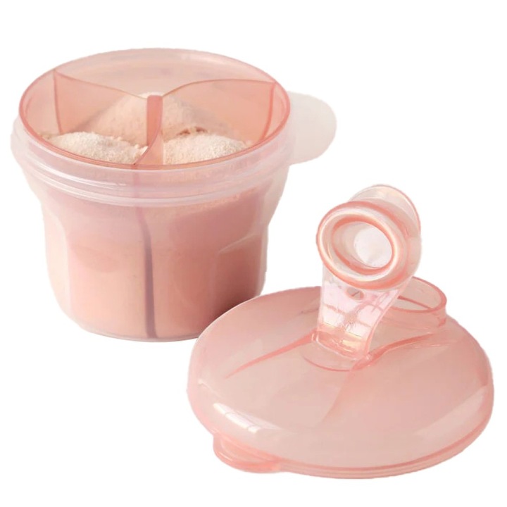 Dozator Lapte Praf 3 Compartimente, Kiokids, Roz, 300ml