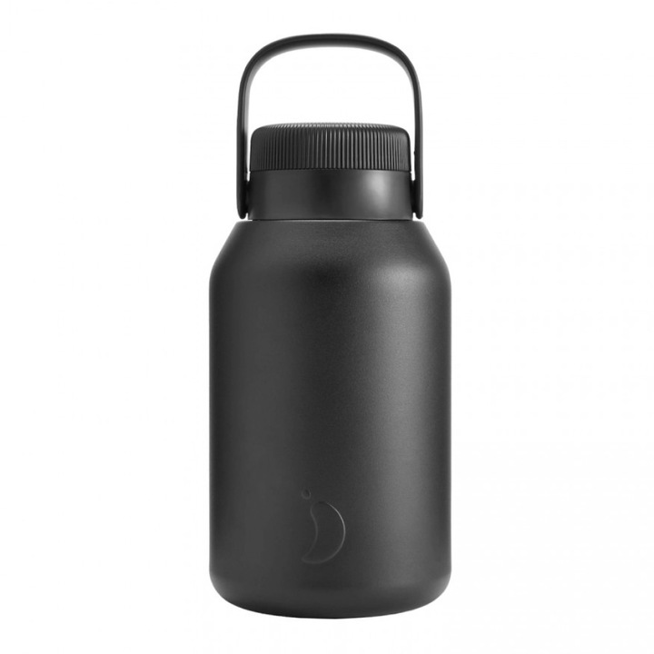 Termos Chilly's Big Mouth 2L, negru, 100% etans, mentine temperatura pana la 72 ore