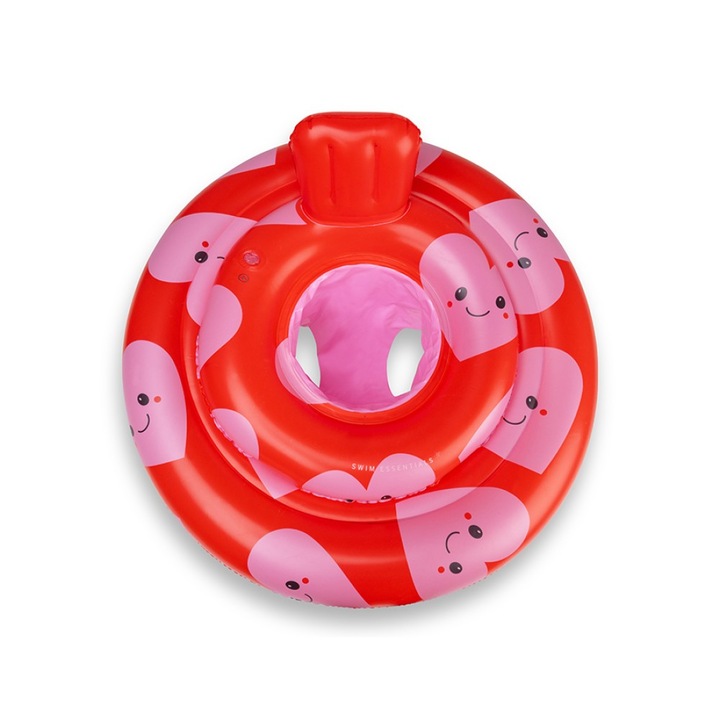 Colac copii Swim Essentials, model Red Hearts, PVC, 69cm diametru, pentru 0-1 ani