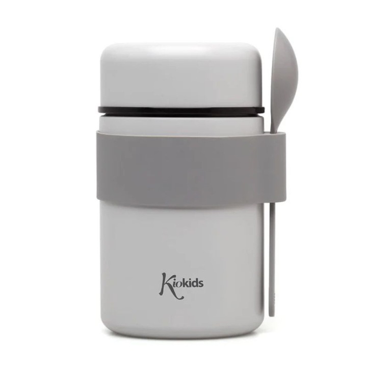 Termos pentru hranire copii Kiokids, 500ml, negru, mentine temperatura 6-8 ore