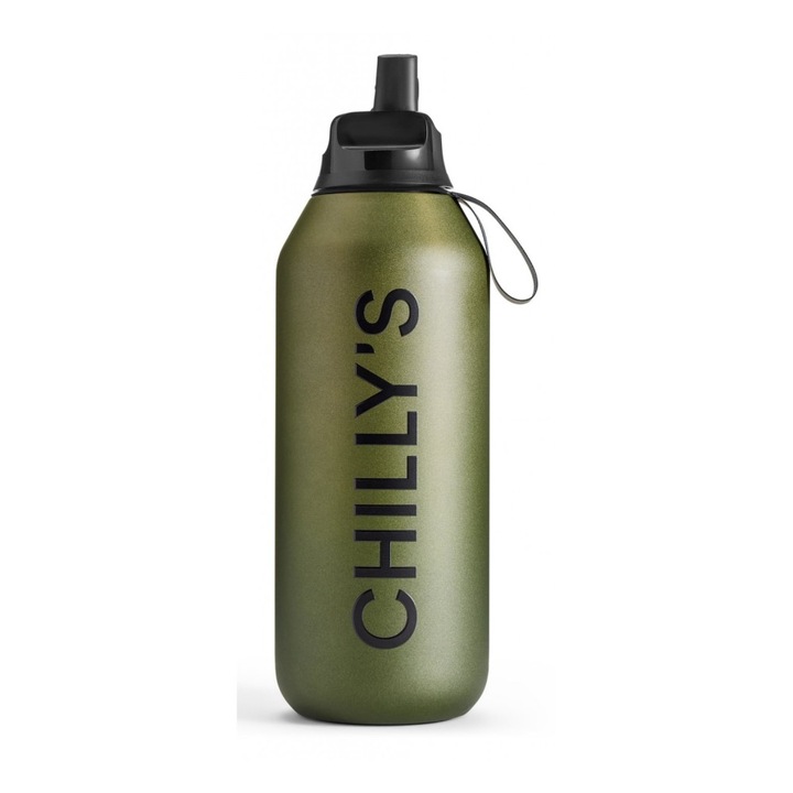 Termos Chilly's Series 2 Cargo Moss 500ml, 24 ore rece, 12 ore cald, inox