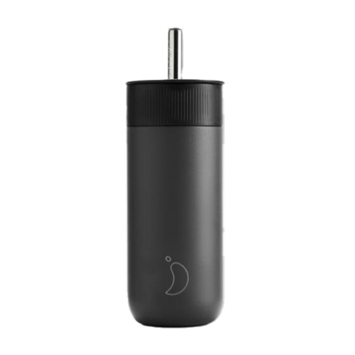 Termos 2 in 1 Chilly's, 500ml, negru, functie cup si straw, 23,9x7,75cm