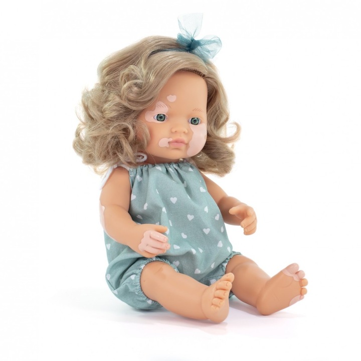 Papusa Miniland Fetita cu Rochita 38cm, Multicolor, Set cu Rochite