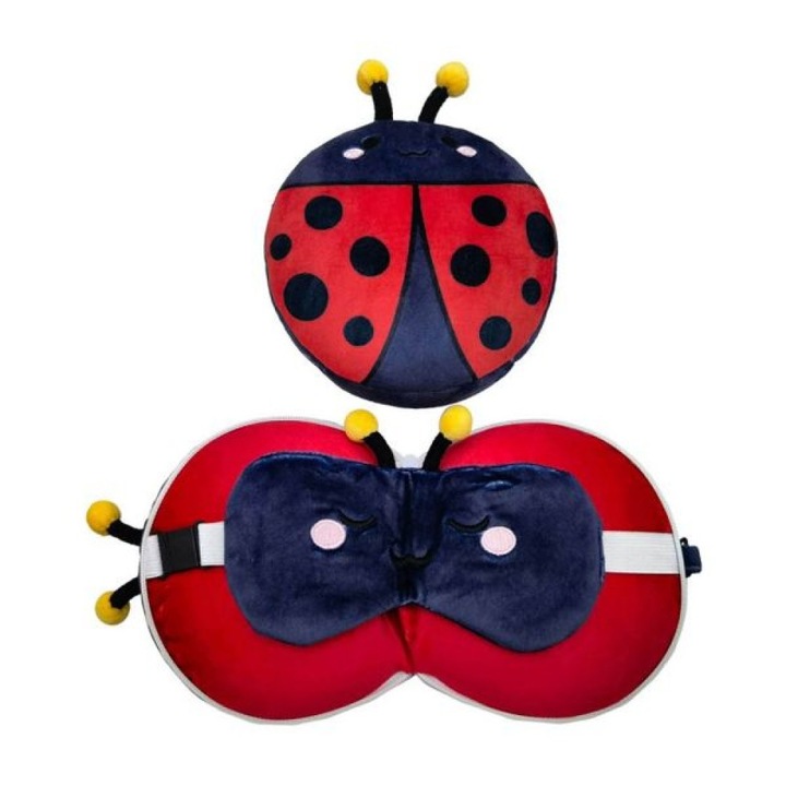 Maxilar de calatorie si masca de somn Puckator, buburuza, 15,5x29x6cm, 0,163kg