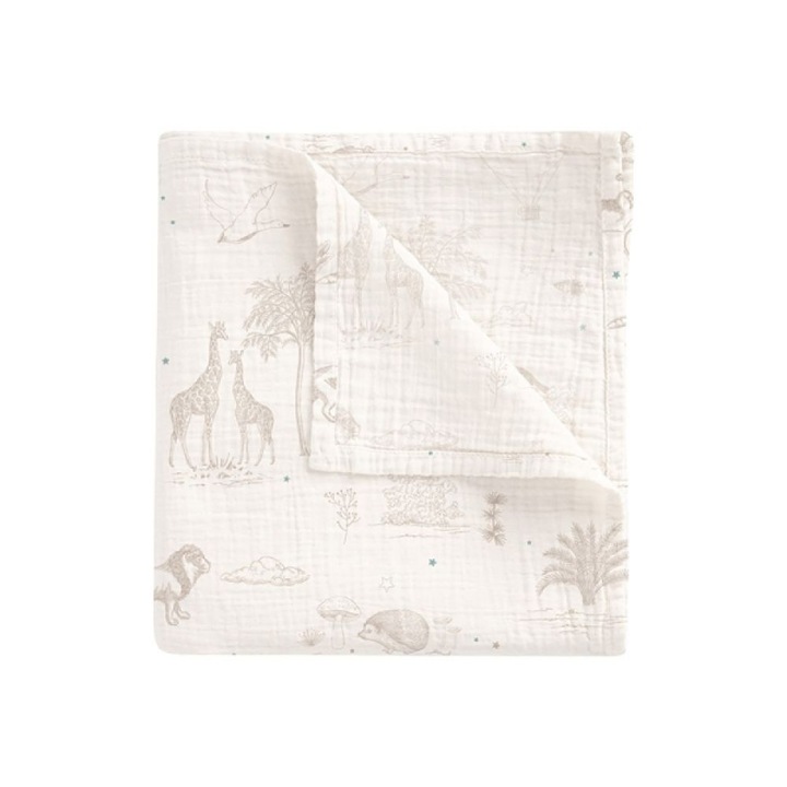 Paturica bebe Bimbidreams, model Noe, 70% bambus, 30% bumbac, 120x120cm