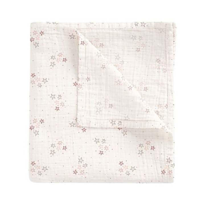 Paturica bebe Bimbidreams, Mouselina Bamboo Stars, 120x120cm