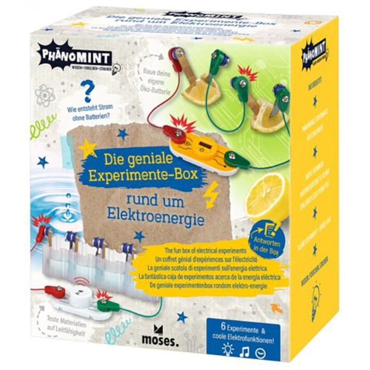 Kutie educativa Moses PhanoMINT cu 6 experimente electrice, set, 8 ani, multicolor