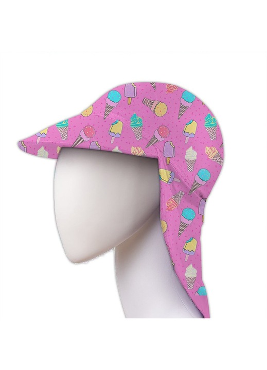 Caciula pentru copii Slipstop cu protectie UV UPF50+, model "Ice Cream", roz, marime unica