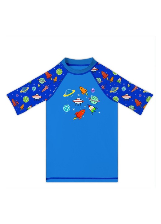 Bluza Slipstop cu protectie UV UPF 50+, model "Spaceships", albastru, 2-3 ani
