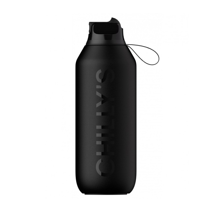 Termos Chilly's Series 2 Flip 500ml, negru, capacitate 24 ore racire, design modern