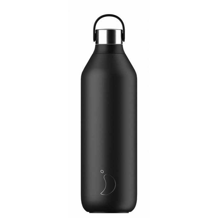 Termos Chilly's Series 2 1L, negru, 24 ore rece, 12 ore cald