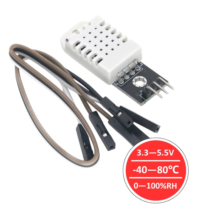 DHT22/AM2302 digitális hőmérséklet- és páratartalom-érzékelő, 28x12x10mm, 3.3-5V