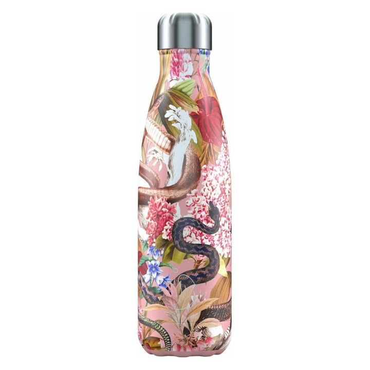 Termos Chilly's Tropical Snake 500ml, 24 ore rece, 12 ore cald, inox, 26x7cm