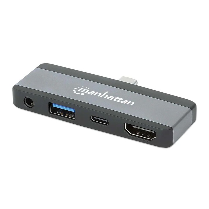 Manhattan USB-C PD to HDMI 4-in-1 Laptop and Tablet Travel Docking Station, 286853, Portbővítő