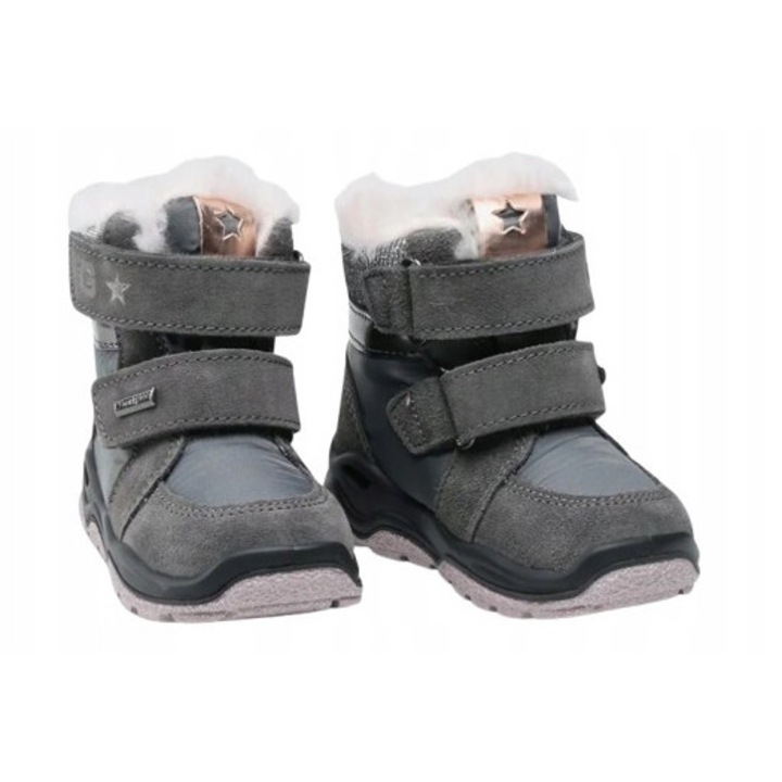 Ghete sport de iarna copii Twisty, gri, piele naturala/textil, 20 EU