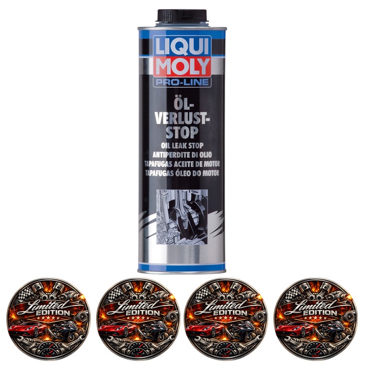 Aditiv oprire scurgeri ulei Liqui Moly Pro-Line, regenerare garnituri, 1 L, set 4 stickere auto