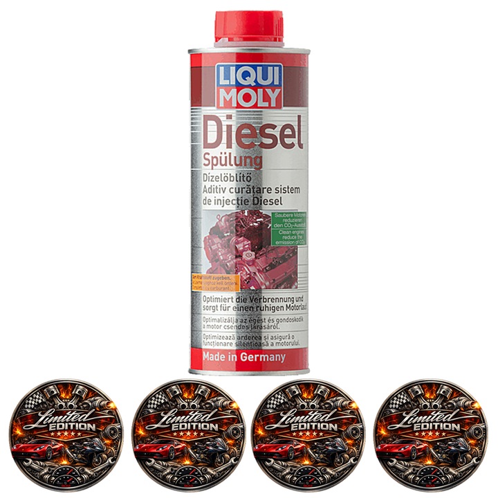 Aditiv Curatare Injectoare Diesel Liqui Moly Diesel Spulung, Curatare Sistem Alimentare, Crestere Cetan, Eliminare Depuneri, 500 ml, 4x Stickere auto