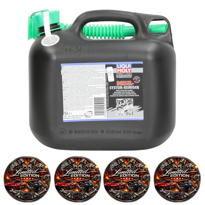 Aditiv curățare sistem injecție diesel Liqui Moly 5L, reducere consum și emisii, set 4x stickere auto
