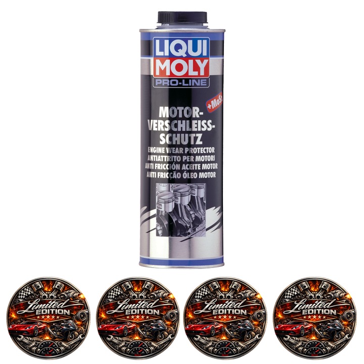 Aditiv ulei Liqui Moly Pro-Line Engine Wear Protector MoS2, antifrictiune, 1L, set 4 stickere auto
