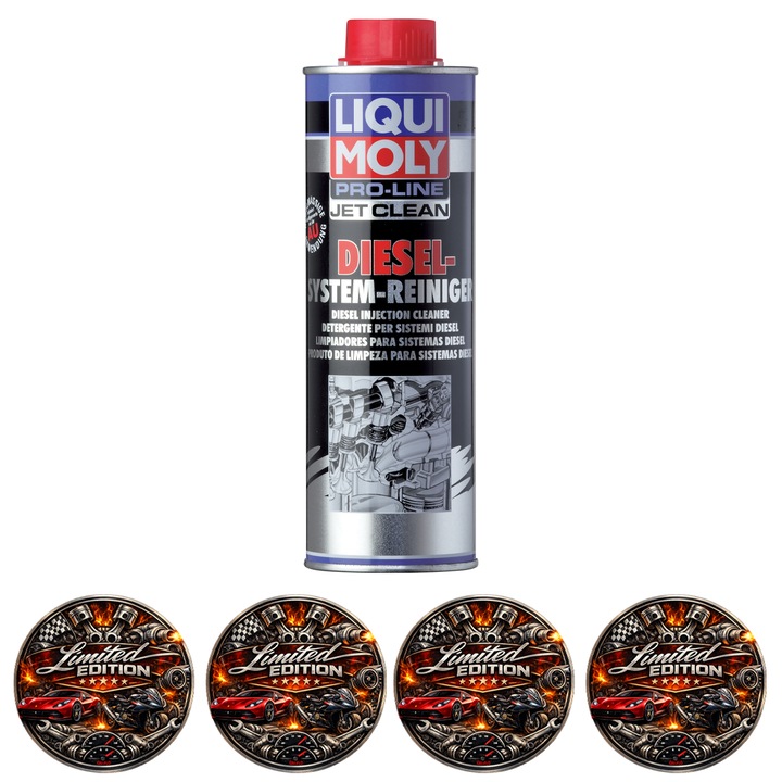 Aditiv curățare injecție Diesel Liqui Moly Pro-Line JetClean, 500ml, set 4 stickere auto