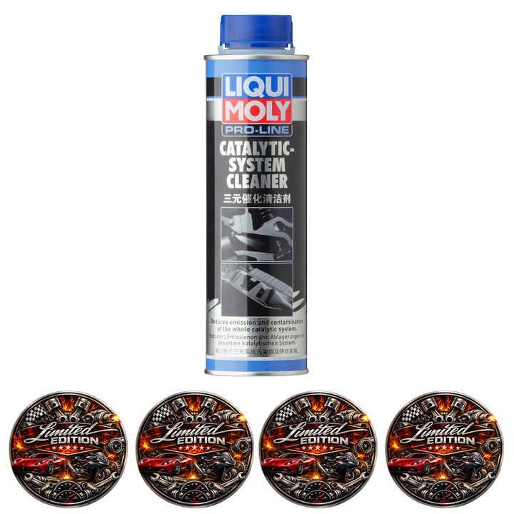 Solutie curatare catalizator Liqui Moly Pro-Line Catalytic System Cleaner, curatare supape si camera combustie, pentru motoare benzina, 300ml, 4x Stickere auto