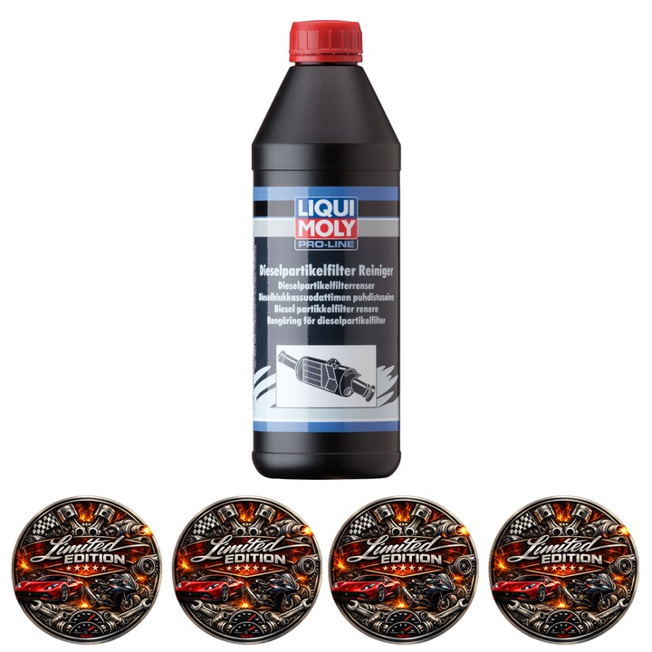 Lichid curățare filtru particule DPF Liqui Moly Pro-Line, 1 L, fără demontare, set 4 stickere auto