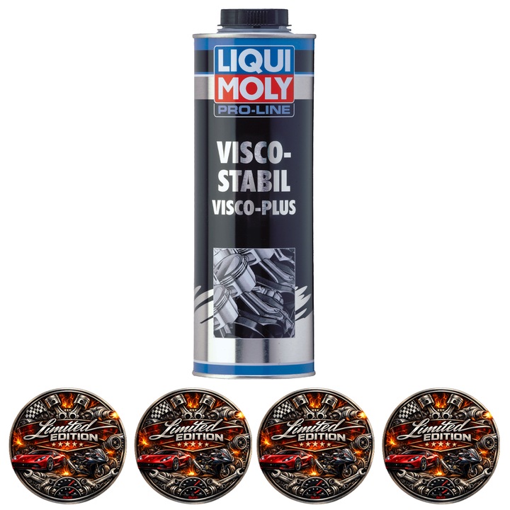 Aditiv ulei motor Liqui Moly Pro-Line Visco Plus, 1 L, stabilizator vascozitate, protecție motor benzină și diesel, set 4x stickere auto