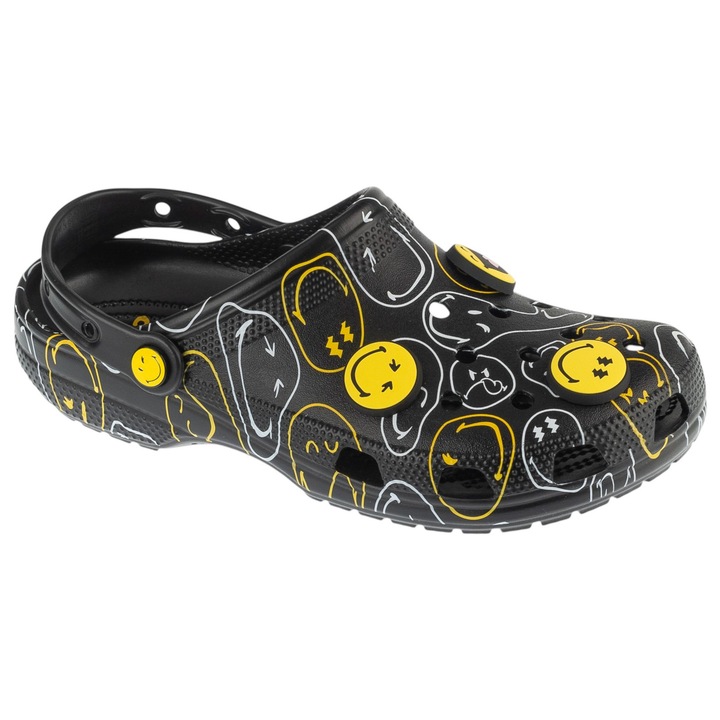 Saboti barbati, Crocs Classic Smiley Clog 211693, Negru, 46-47