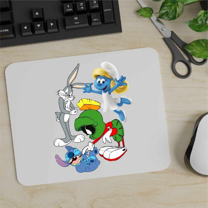 Gaming egérpad Marvin Stitch Bugs Bunny Strumfita Strumfii, 21x19cm