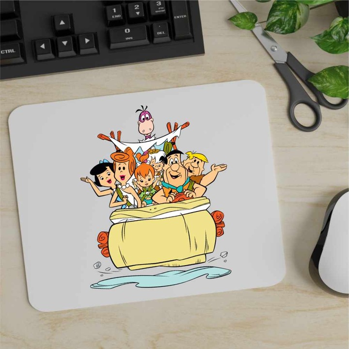 Gaming egérpad Familia Flintstone Masina Excursie Epoca de Piatra, 21x19cm