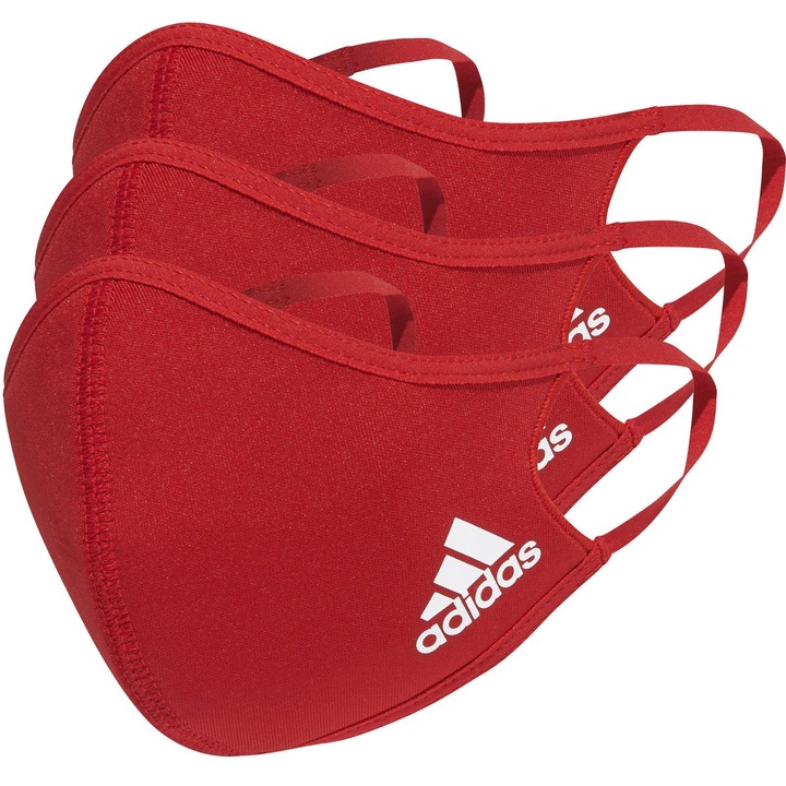 Защитна маска, Adidas, комплект от 3 броя, червена, M/L