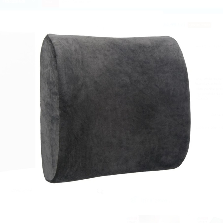 Perna Ortopedica pentru Suport Lombar si Spate, Dimensiuni 32x30x10 cm, Design Anatomic pentru Scaun Birou sau Auto, Material Textil Respirabil, Gri