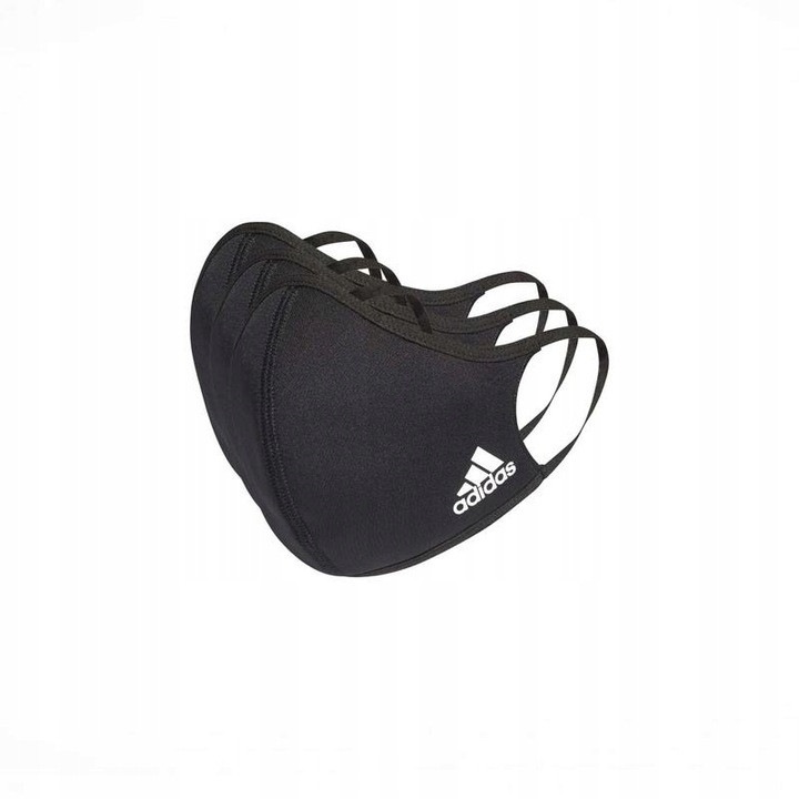 Защитна маска, Adidas, комплект от 3 броя, черна, размер S