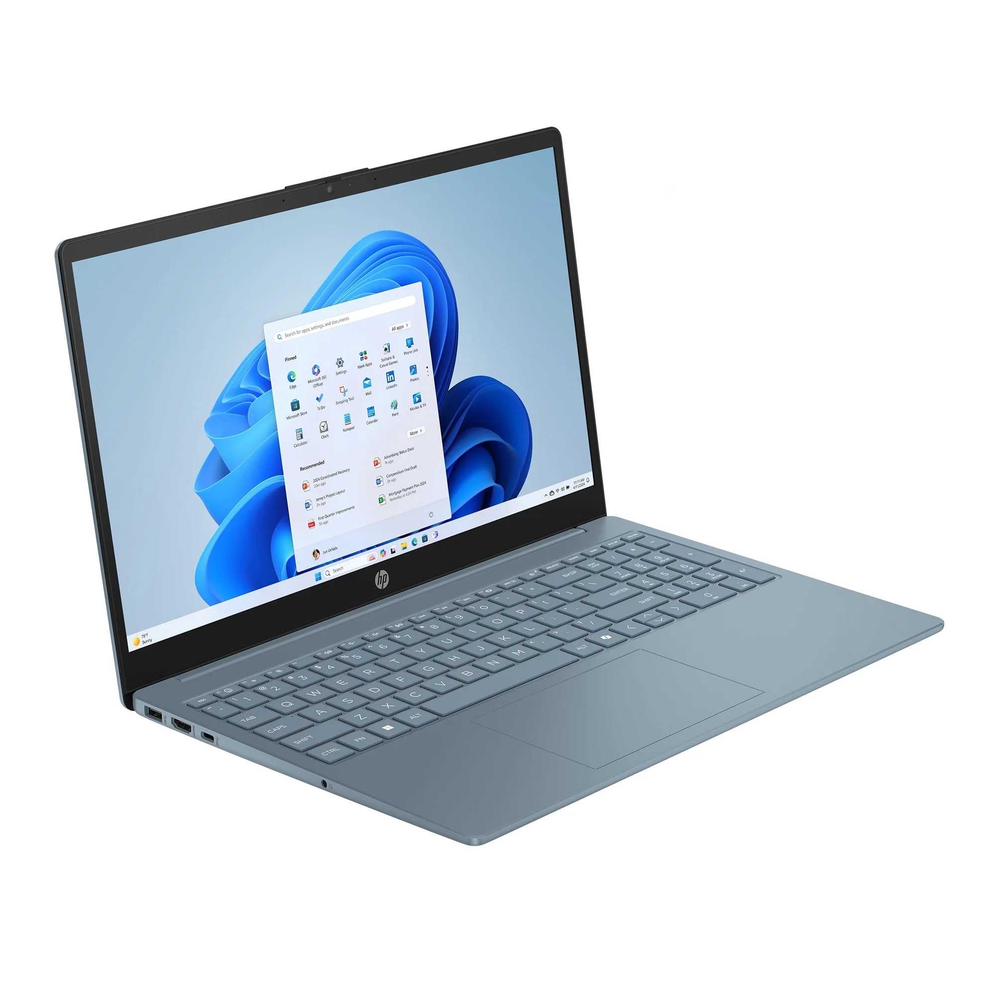 Laptop HP 15-fd0071nq cu procesor Intel Core 5 120U, 15, 6 inch, 16 GB RAM DDR4, 512 GB SSD, Windows 11 Pro, Albastru