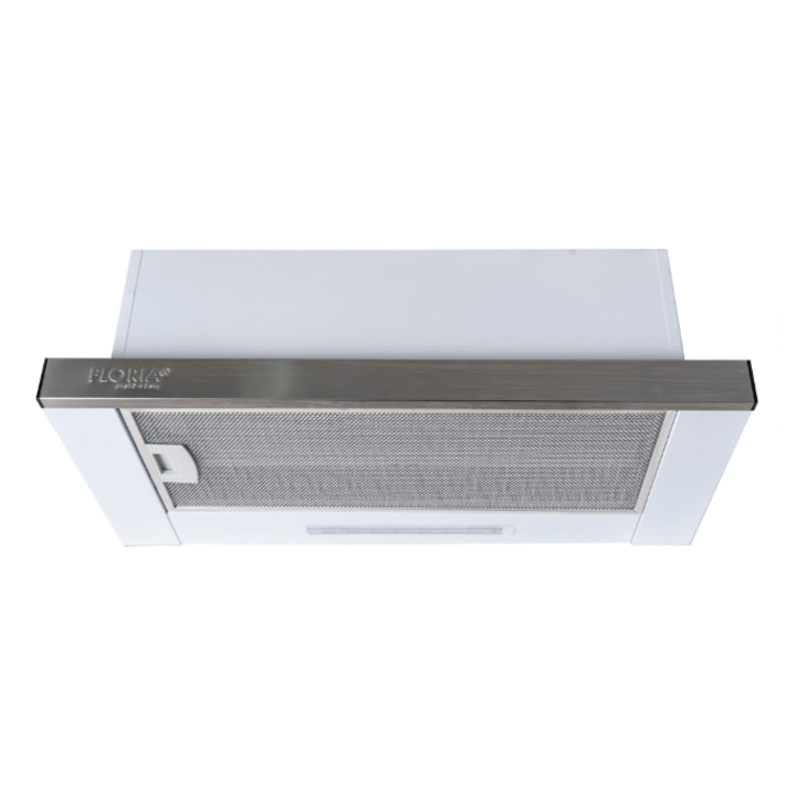 Hota de bucatarie, 60 cm, control tactil, 2 LED-uri, 2 filtre de grasime, deflector din sticla, recirculare