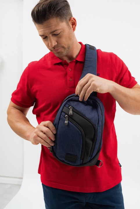 budmil férfi keresztpántos táska, ALVINO26, Kék