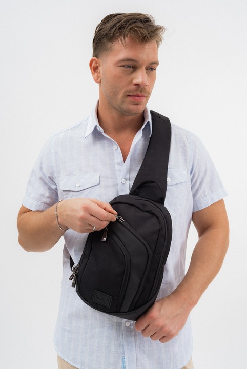 budmil férfi keresztpántos táska, ALVINO26, Fekete