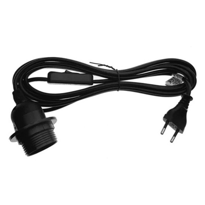 Soclu E27 cu intrerupator, cablu 3.5m, negru, pentru corpuri de iluminat KOFIHETY
