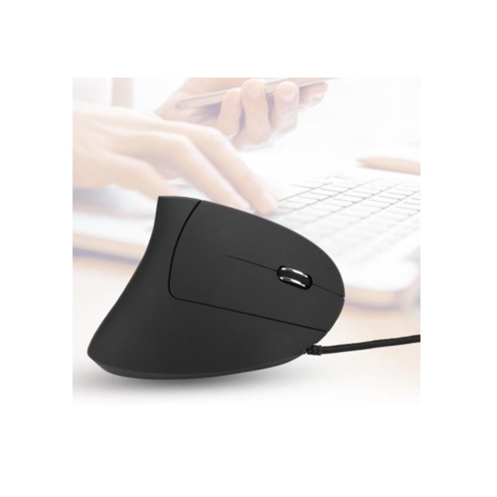 Állítható 6D függőleges gamer egér 800-1200-2000-3200 Dpi, fekete LED