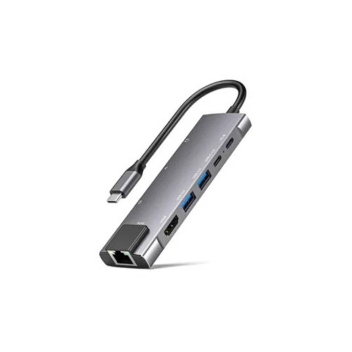 USB C elosztó 9 az 1-ben, 1Gbps Ethernet, HDMI 4K@30Hz, 100W Power Delivery, 2 USB 3.0 port