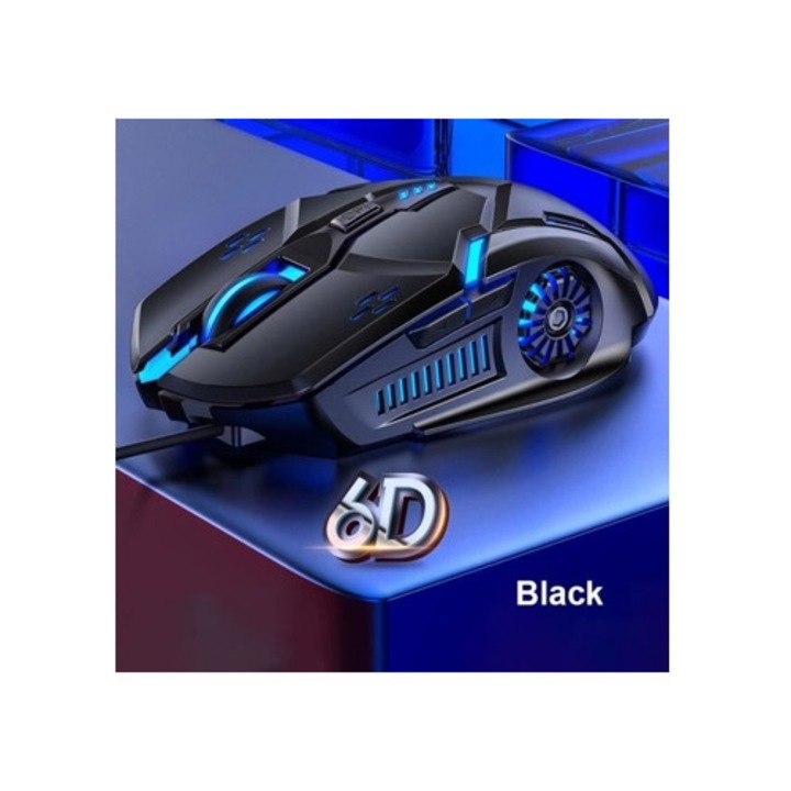 G5 gamer egér, 7 színű világítás, USB kábel, 3200DPI, fekete