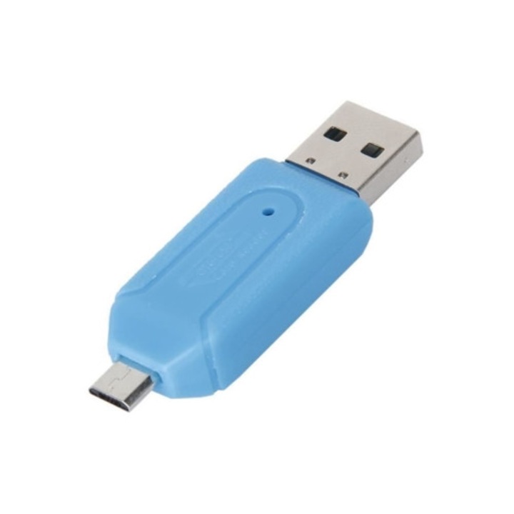 USB 2.0 OTG mini kártyaolvasó mobiltelefonhoz és táblagéphez, kék