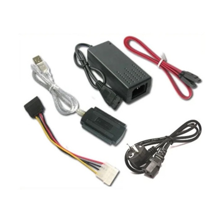 Adaptor USB la SATA IDE 2.5 si 3.5 cu cabluri de alimentare