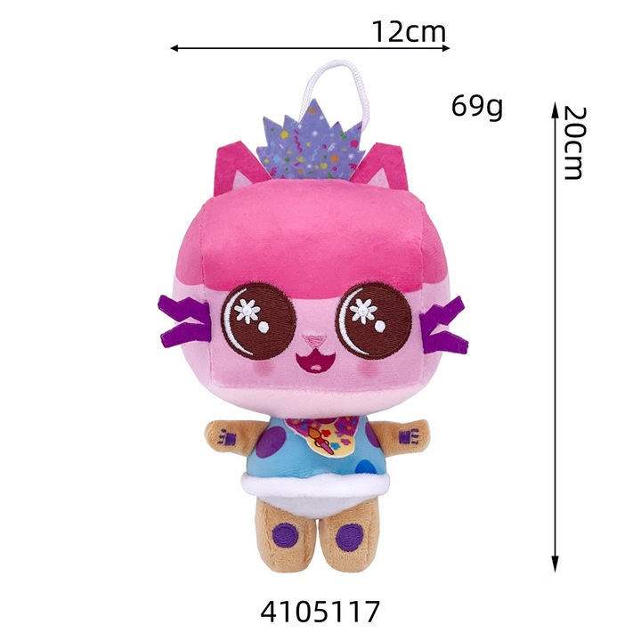 Jucarie de plus, Gabby's Dollhouse, Pisica roz, 24x24cm, set