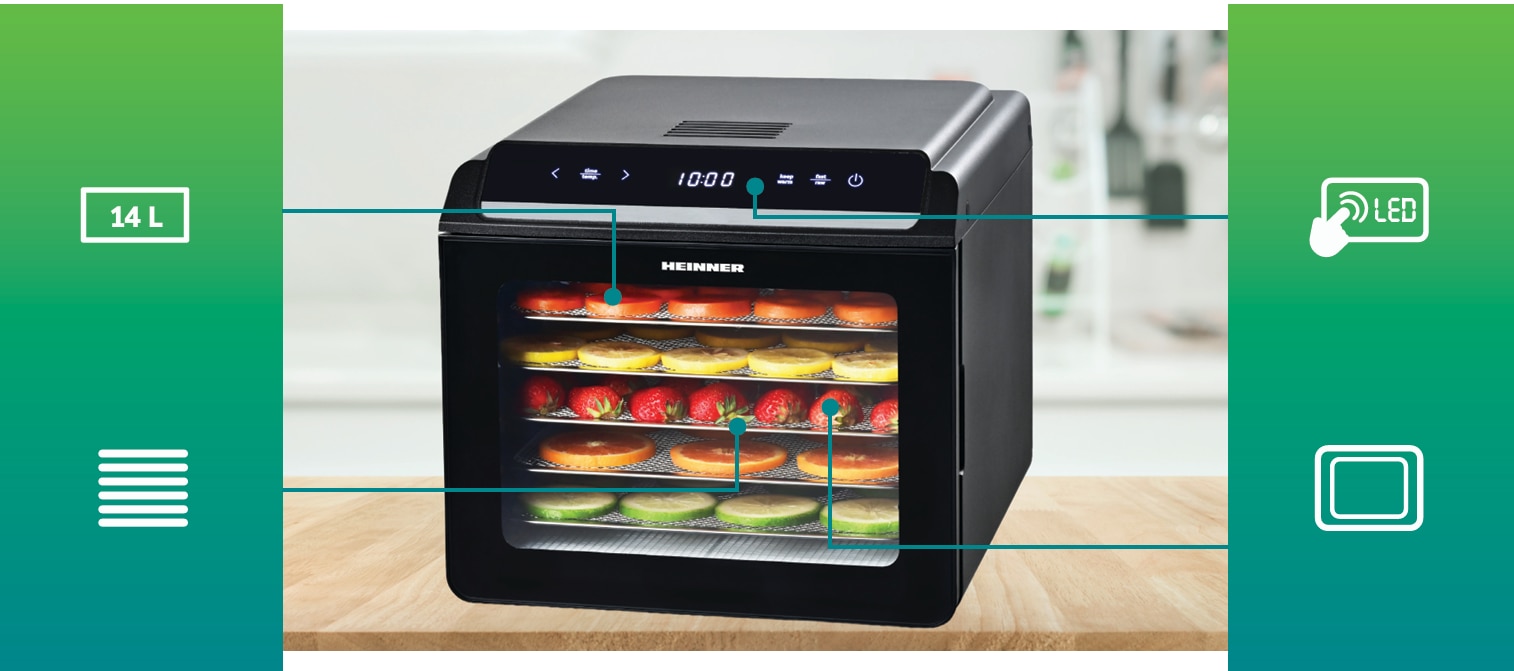Deshidrator fructe si legume Heinner NatureDry HFD-KD600BK, 500
