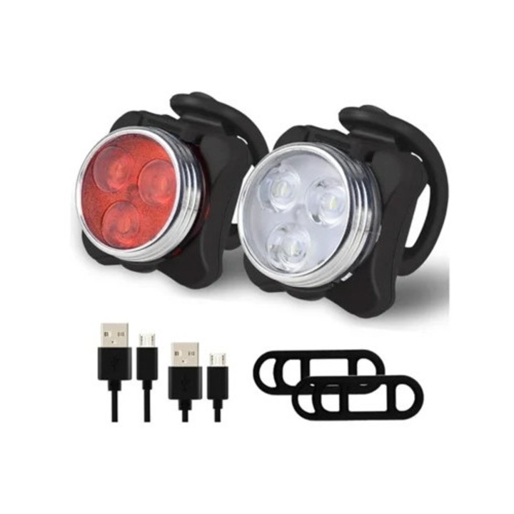 Kerékpár lámpák, T DIGITALLAB, LED, vízálló, újratölthető, szett