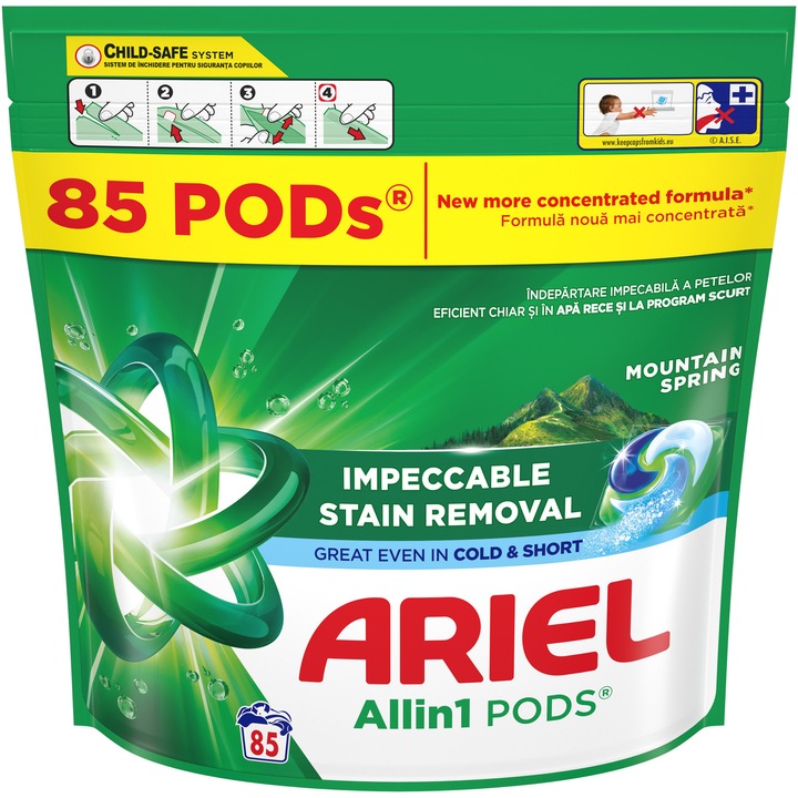 Ariel Allin1 PODS Mountain Spring kapszulás mosószer, 85 mosáshoz
