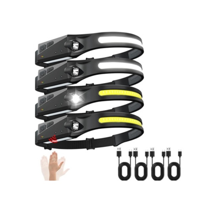 Комплект от 4 LED фенера със сензор за движение, 230 Wide Beam, презареждащи се, 5 режима