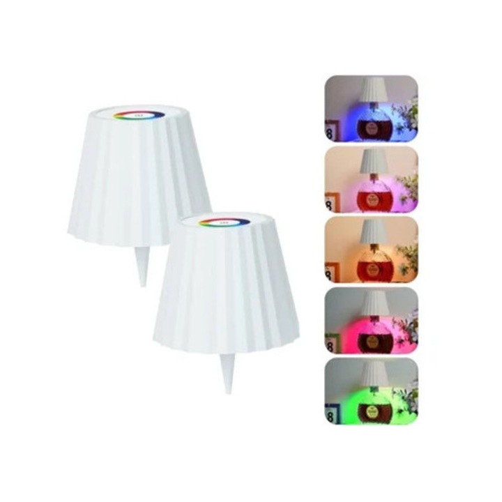 Set de Benzi LED RGBW pentru Sticle de Vin, Alb, 2 Bucati